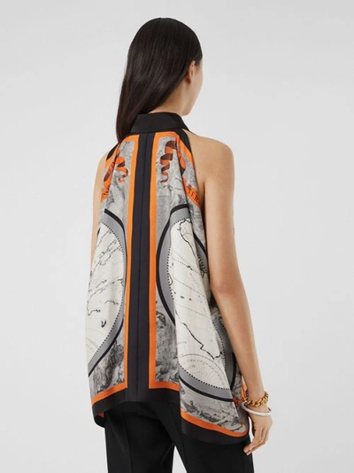 Shop Burberry Sleeveless Map Pr In Taupe Grey