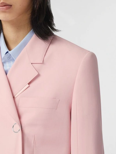 Shop Burberry Tumbled Wool Double-breasted Blazer In Soft Pink
