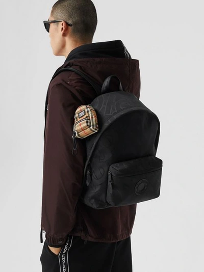 Shop Burberry Monogram Jacquard Backpack In Black