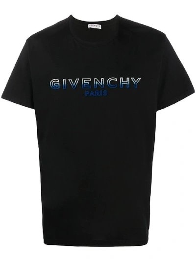 Shop Givenchy Paris Logo Cotton T-shirt In Black