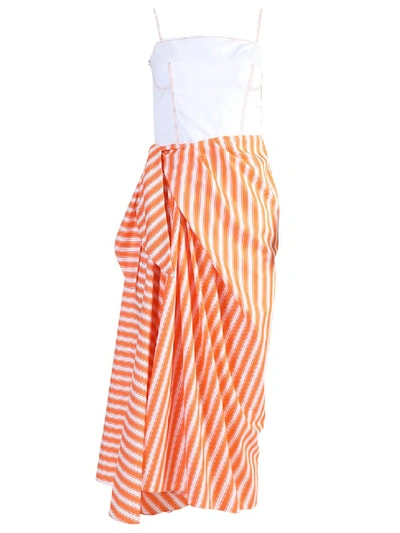 Shop Rosie Assoulin Corset Dress With Sarong Skirt In Orange