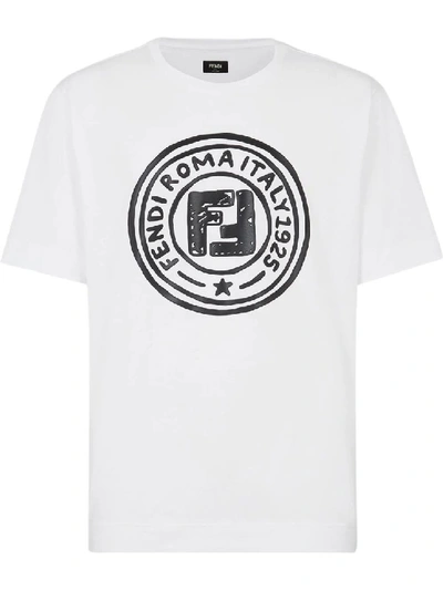 Shop Fendi X Joshua Vides White And Black Logo T-shirt