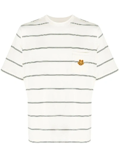 Shop Kenzo Striped Print Pocket T-shirt In White