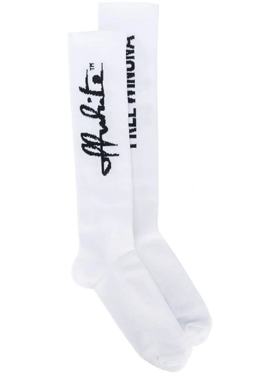 Shop Off-white Sentences Long Socks In White