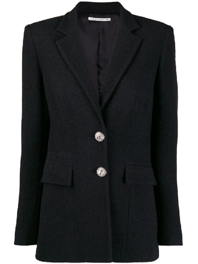 Shop Alessandra Rich Single-breasted Tweed Jacket In Black