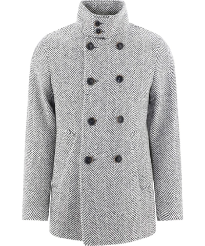 Shop Herno Grey Wool Coat
