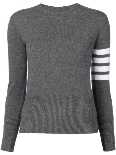 Shop Thom Browne Medium Grey 4-bar Striped Sweater
