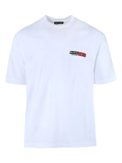 Shop Balenciaga 24 7 News Logo T-shirt In White