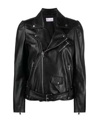 Shop Red Valentino Black 'bikered' Leather Jacket