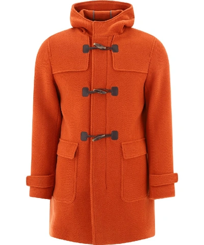 Shop Herno Orange Wool Coat In Red