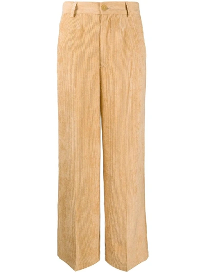 Shop Forte Forte Ribbed Wide-leg Trousers In Yellow