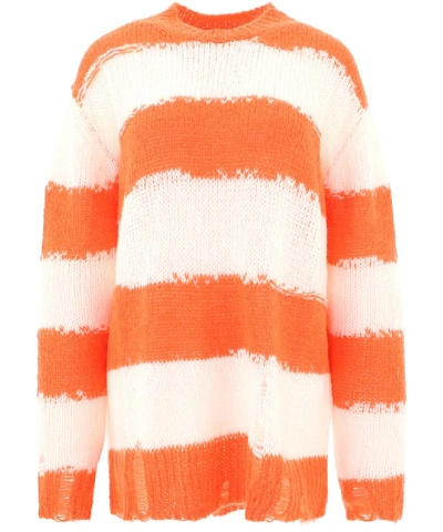 Shop Acne Studios Orange/white Acrylic Sweater