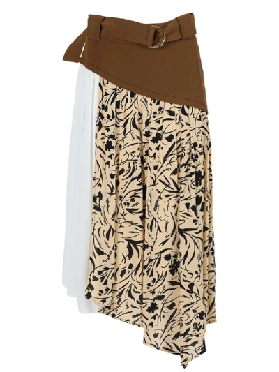 Shop Proenza Schouler Nuce Blocked Floral Midi Skirt In Multicolor
