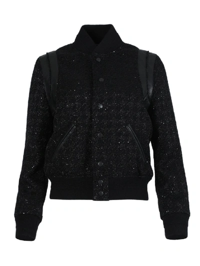 Shop Saint Laurent Wool Teddy Jacket In Black