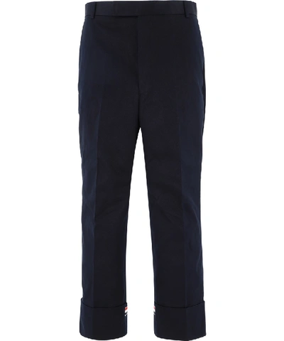 Shop Thom Browne Blue Cotton Pants