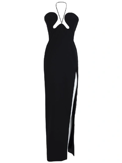 Shop Saint Laurent Cut-out High-slit Gown In Black