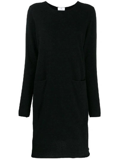 Shop Allude Rolled Hem Knitted Dress In Black