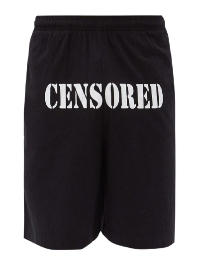 Shop Vetements Censored Logo Shorts In Black