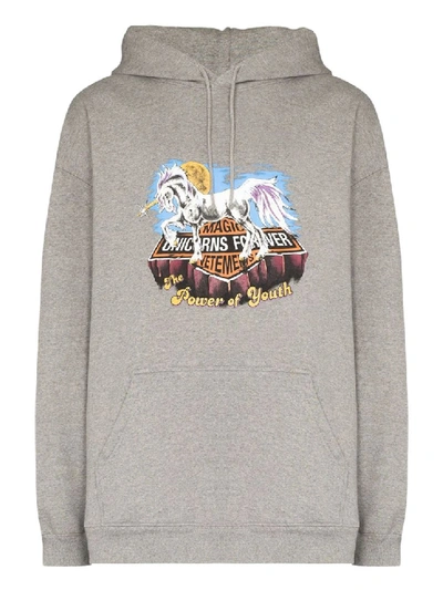 Shop Vetements Magic Unicorn Hoodie In Grey