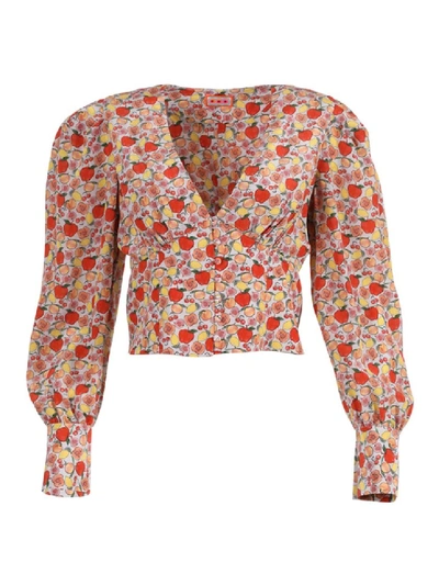 Shop Lhd Coco Long-sleeve Silk Blouse In Multicolor