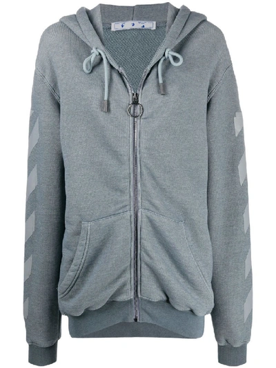 Shop Off-white Grey Arrow Zipped Hoodie Sweater
