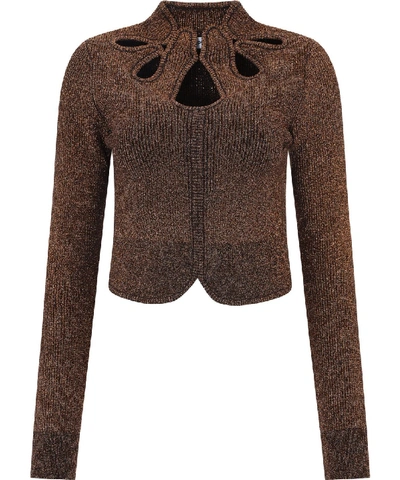 Shop Self-portrait Bronze Viscose Sweater In Brown