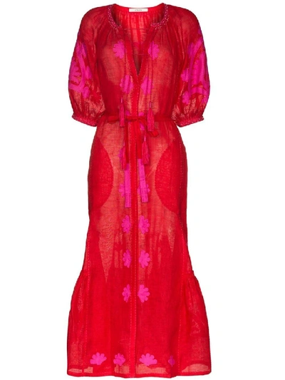 Shop Vita Kin Red And Fuchsia Shalimar Belted Dress
