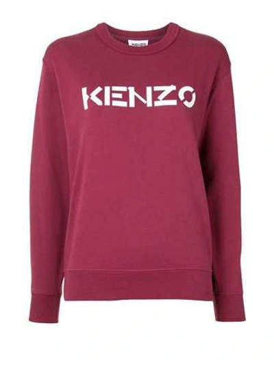 Shop Kenzo Red Round-neck Sweatshirt Logo
