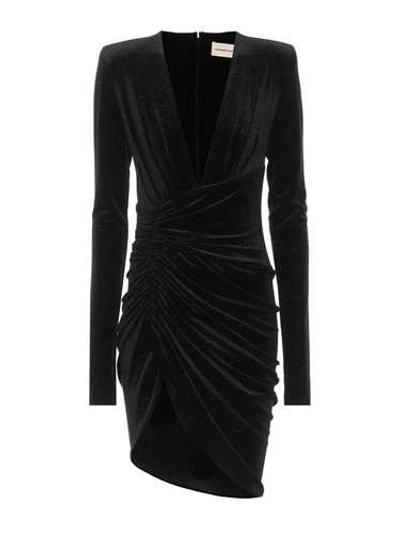 Shop Alexandre Vauthier Black Short Dress In Lamé Velvet
