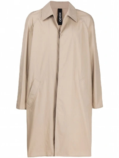 Shop Kenzo Single-breasted Trench Coat In Neutrals