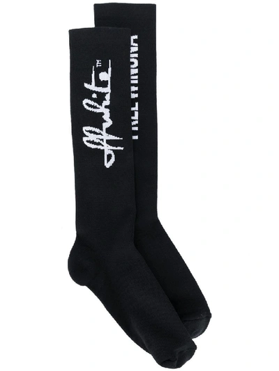 Shop Off-white Sentences Long Socks In Black