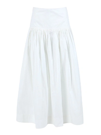 Shop Co White Ruched Midi Skirt