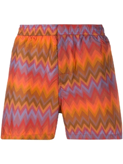 Shop Missoni Zigzag-print Swim Shorts In Multicolor