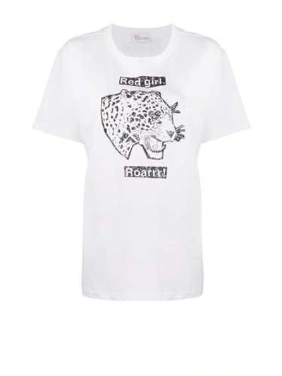 Shop Red Valentino White 'leo Panther' Print T-shirt