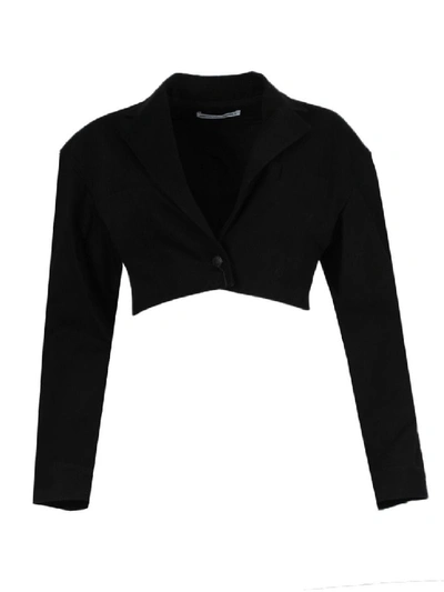 Shop Alexander Wang T Black Denim Cropped Blazer