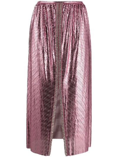 Shop Paco Rabanne Chainmail Midi Skirt In Pink