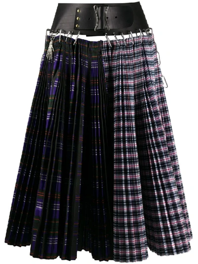 Shop Chopova Lowena Tartan Print Pleated Skirt In Black