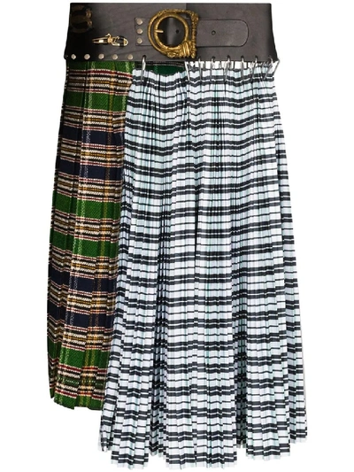 Shop Chopova Lowena Check Pleated Skirt In Multicolor