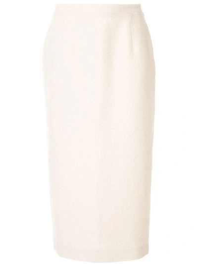 Shop Alessandra Rich Tweed Midi Skirt In Neutrals