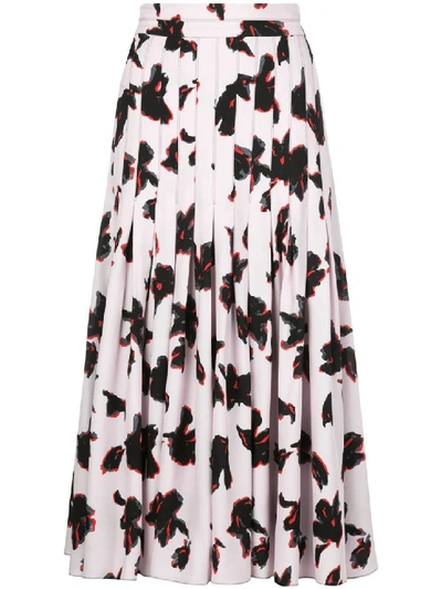 Shop Proenza Schouler Iris Floral Pleated Skirt In White
