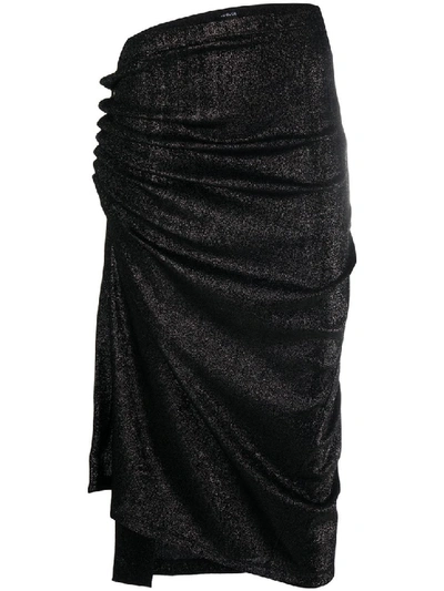 Shop Paco Rabanne Metallic Threaded Asymmetric Skirt In Black