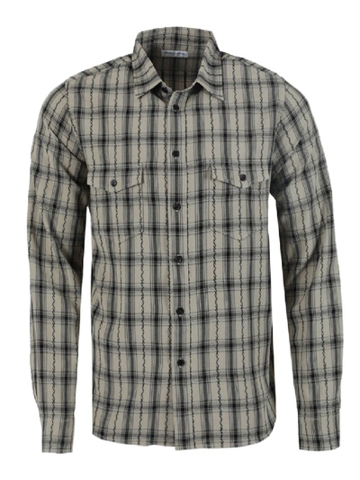 Shop Saint Laurent Beige Oversize Check Print Shirt In Grey