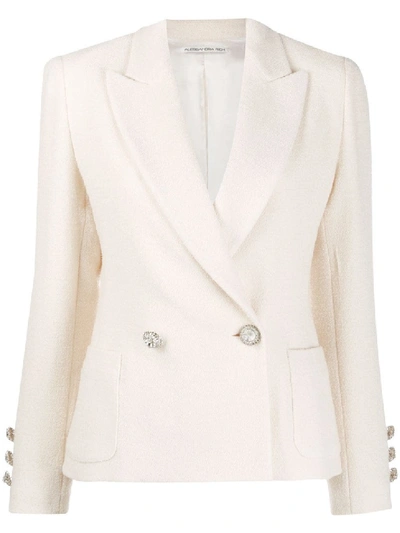 Shop Alessandra Rich Double-breasted Slim-fit Blazer In Neutrals