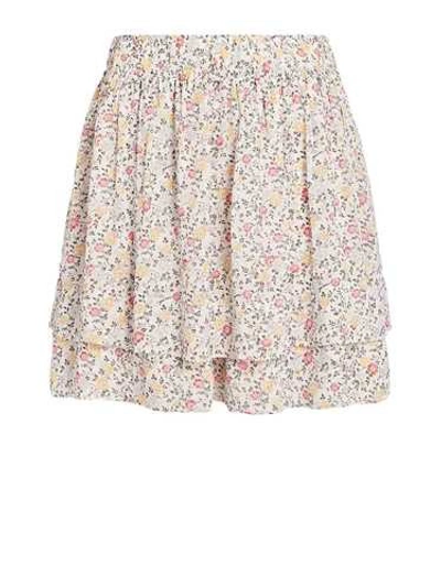 Shop Ganni Georgette' Floral Print Skirt In Neutrals
