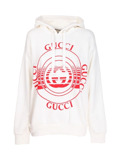 Shop Gucci White Cotton Sweatshirt