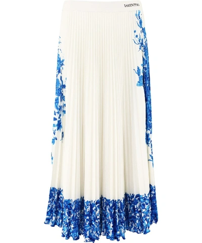 Shop Valentino White/blue Polyester Skirt