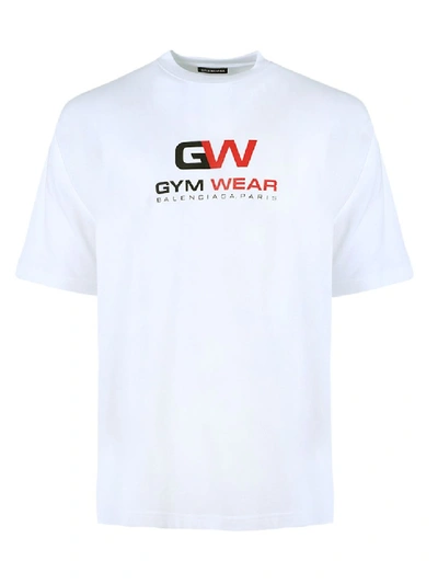 Shop Balenciaga Gym Wear Logo T-shirt In White