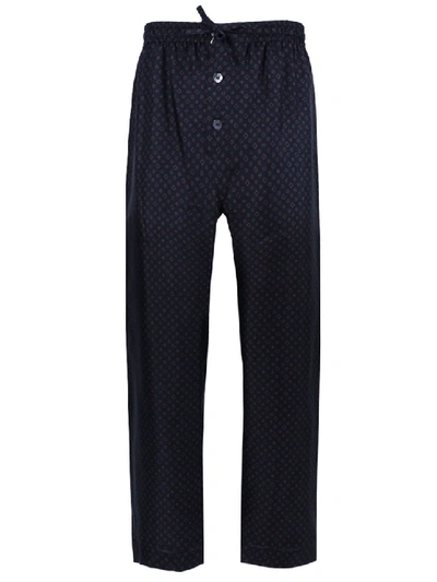 Shop Maison Margiela Silk Three-button Pajama Pants In Blue