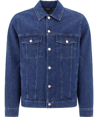 Shop Apc Blue Cotton Outerwear Jacket