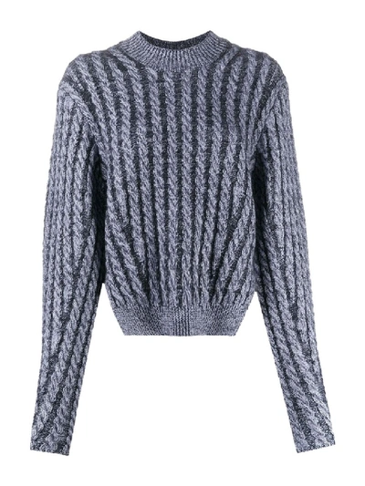 Shop Chloé Two-tone Cable Knit Sweater In Blue